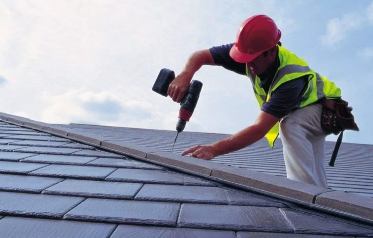 New roof being installed New roof being installed